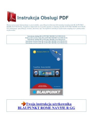 Instrukcja obsługi BLAUPUNKT ROME NAV55E R GG - 1