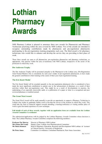 Lothian Pharmacy Awards - Community Pharmacy