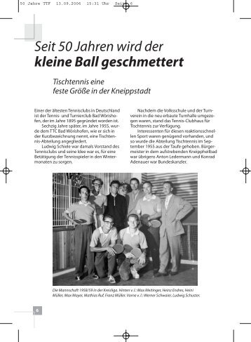 Seit 50 Jahren wird der kleine Ball geschmettert - TTF Bad WÃ¶rishofen