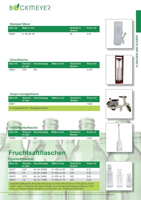 Flaschen und Zubehör - Bockmeyer Kellereitechnik GmbH