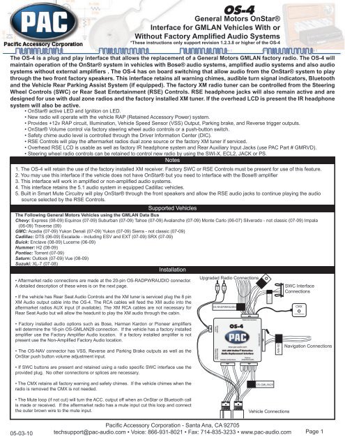 カーオーディオ PAC OS-4 PAC OS-4 Wiring Interface Connect a new car stereo and