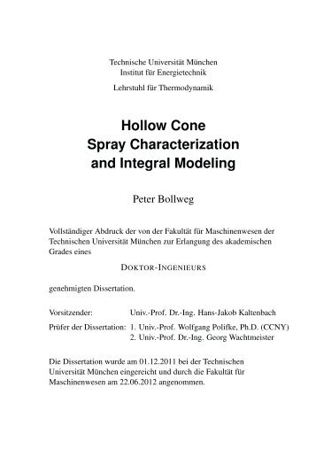 Hollow Cone Spray Characterization and Integral Modeling