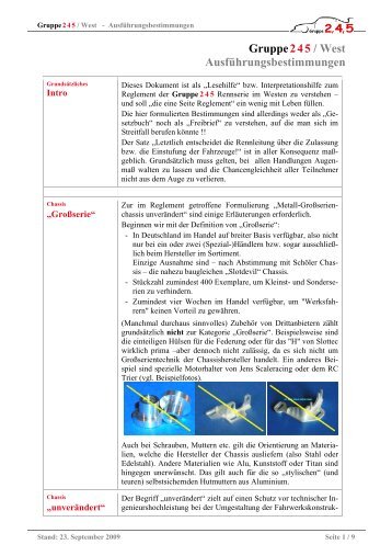 Gruppe 2, 4 und 5 - Reglement 2003 - Rennserien-West