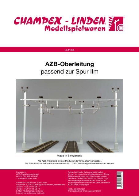 Azb-Oberleitung passend zur Spur Iim - Champex-Linden