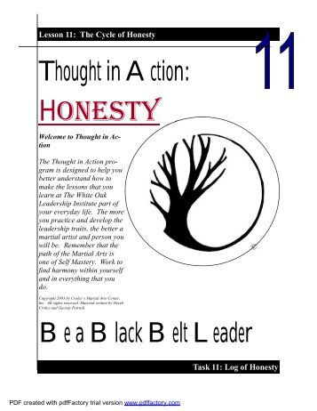 Thought in Action-Honesty - The White Oak Martial Arts Center