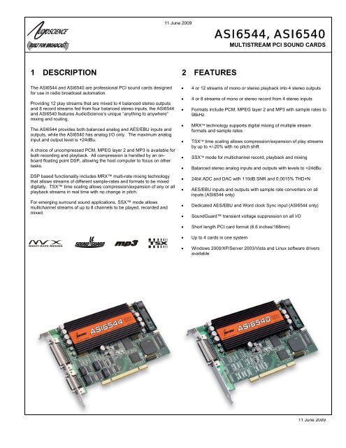 Datasheet asi654x - SLG Broadcast AG