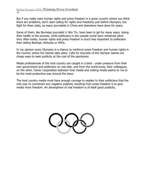 Beijing Olympics 2008: Winning Press Freedom - World Press ...