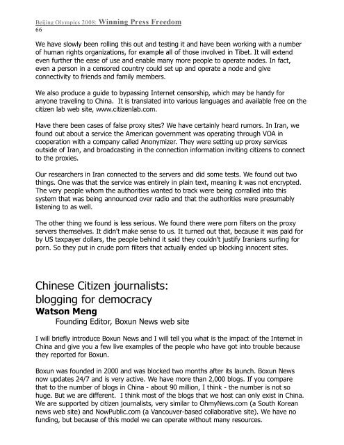 Beijing Olympics 2008: Winning Press Freedom - World Press ...
