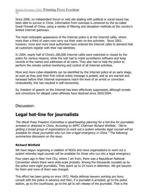 Beijing Olympics 2008: Winning Press Freedom - World Press ...