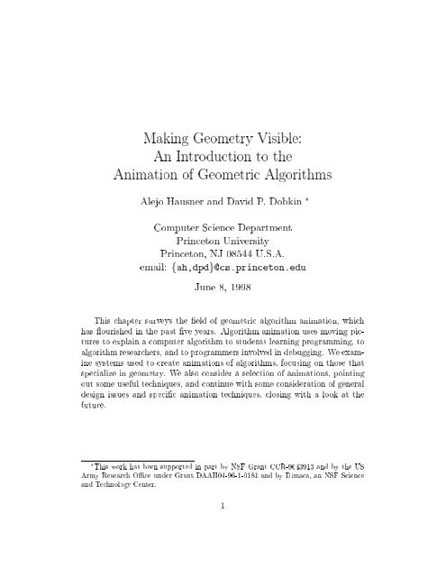 An Introduction to the Animation of Geometric Algorithms