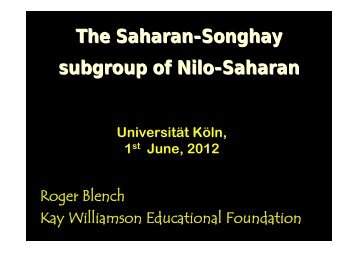 The Saharan-Songhay subgroup of Nilo-Saharan - Roger Blench