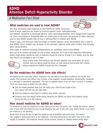 ADHD Attention Deficit Hyperactivity Disorder A Medication Fact ...