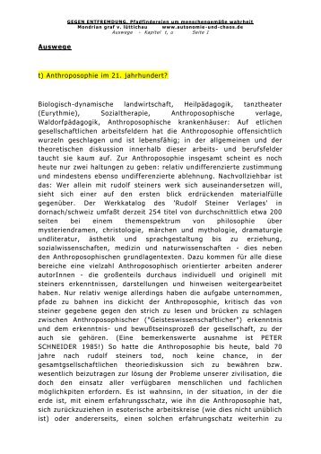 Auswege t) Anthroposophie im 21. jahrhundert? - Autonomie und ...