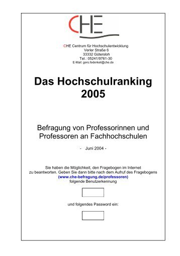 Das Hochschulranking 2005 - Centrum für Hochschulentwicklung