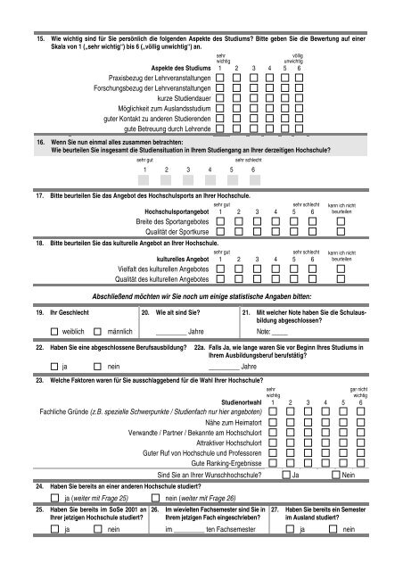 Fragebogen Studierendenbefragung - Centrum für ...