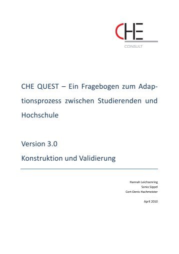 CHE QUEST â Ein Fragebogen zum Adap- tionsprozess zwischen ...