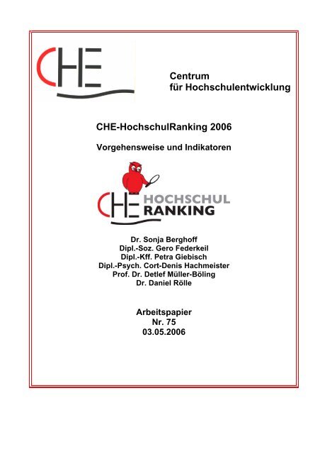 Centrum für Hochschulentwicklung CHE ... - CHE Ranking