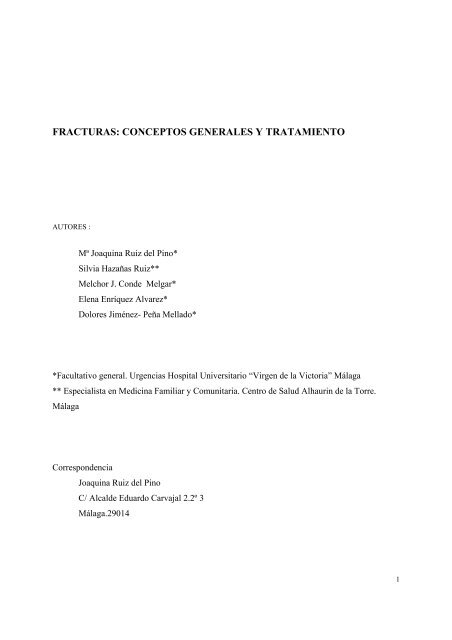 fracturas: conceptos generales y tratamiento - Facultad de Ciencias ...