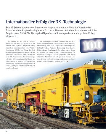 Internationaler Erfolg der 3X - Technologie - Plasser & Theurer