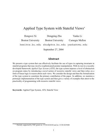 Applied Type System with Stateful Views - Computer Science ...