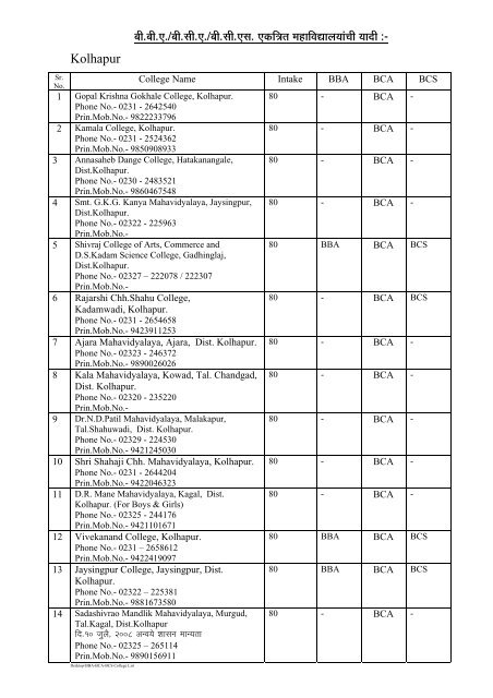 B B A B C A B C S Consolidated College List