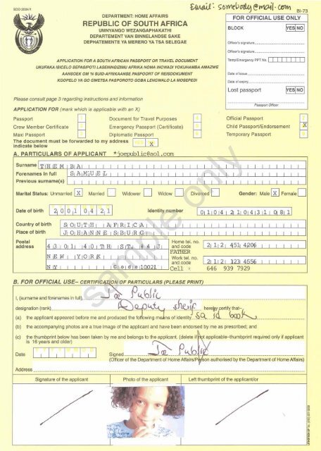 south africa emergency travel document