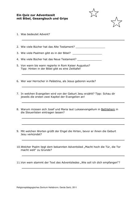 Ein Quiz Zur Adventszeit Mit Bibel Gesangbuch Rpz Heilsbronn