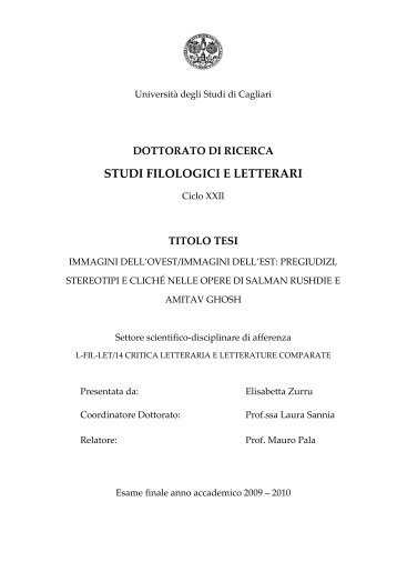 STUDI FILOLOGICI E LETTERARI - UniCA Eprints - UniversitÃ  degli ...