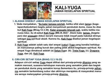 KALI-YUGA JAMAN KEGELAPAN SPIRITUAL