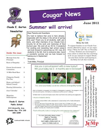 Cougar News June 2013 - Lakehead Public Schools