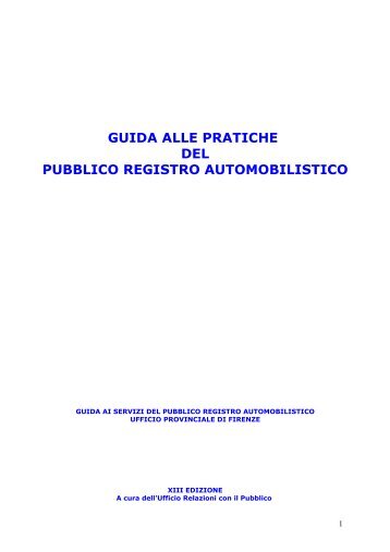 guida alle pratiche del - pubblico registro automobilistico
