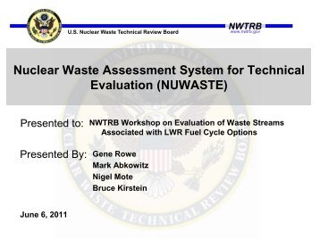 Nigel Mote - US Nuclear Waste Technical Review Board