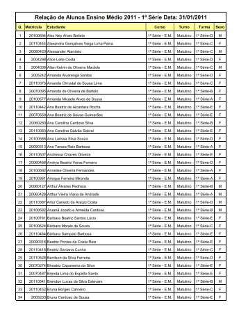 RelaÃ§Ã£o de Alunos Ensino MÃ©dio 2011 - 1Âª SÃ©rie Data: 31 ... - La Salle