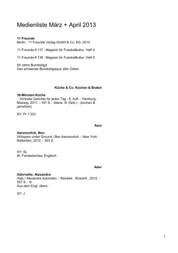 Medienliste MÃ¤rz + April 2013 - Kath. Kirchengemeinde St ...