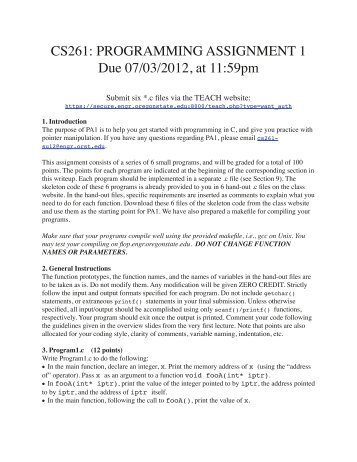 CS261: PROGRAMMING ASSIGNMENT 1 Due 07/03 ... - Classes