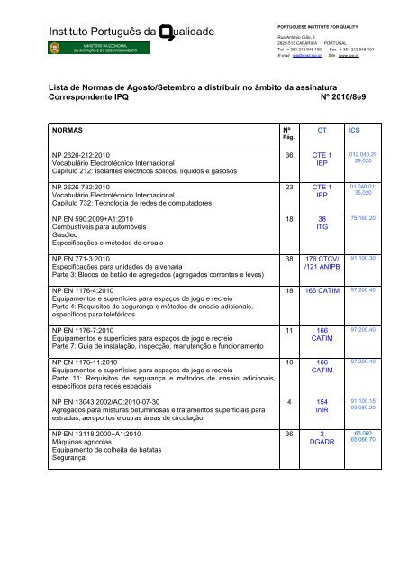 normas setembro - IPQ