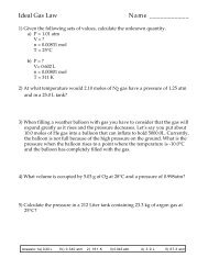 Worksheet Gas Laws - Chemistry At Central High School