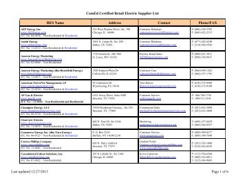 ComEd Certified Retail Electric Supplier List Last updated 6/7/2013 ...