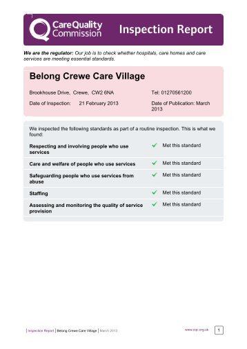 Care Village Inspection Report March 2013 - Belong