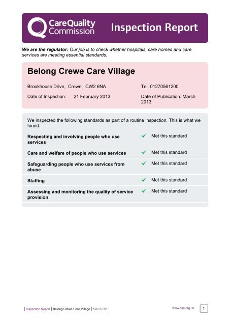 Care Village Inspection Report March 2013 - Belong