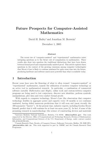 Future Prospects for Computer-Assisted Mathematics - ResearchGate