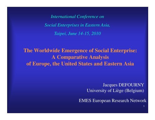 The Worldwide Emergence of Social Enterprise - PARC