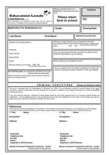 Leeds City Council Job Application Form