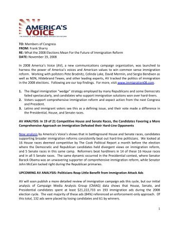 Memo from America's Voice on Election Results ... - Penn State Law