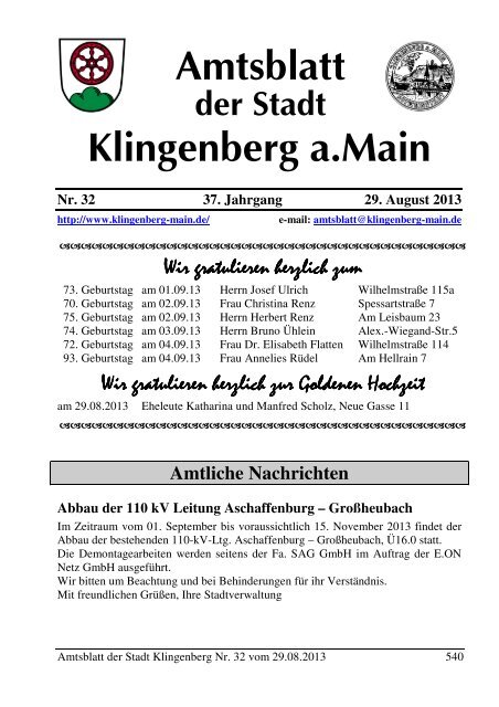 Amtsblatt Nr. 32 - Klingenberg am Main