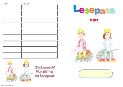 Download Lesepass Variante 2 - Zaubereinmaleins