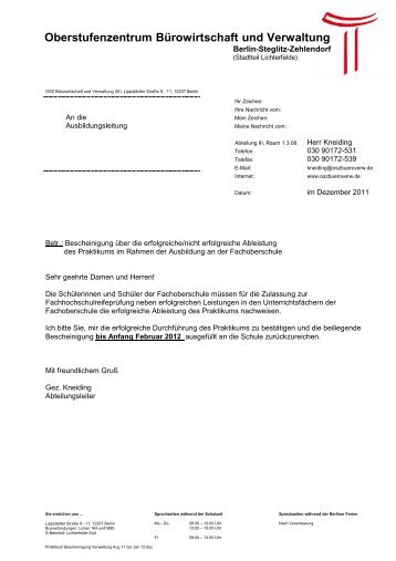 Osz Briefvordruck Schulleitung Osz Bã¼rowirtschaft Und Verwaltung
