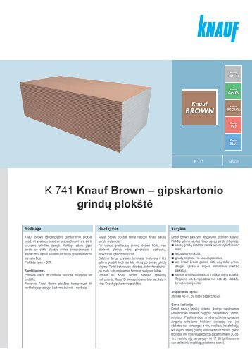 K 741 Knauf Brown – gipskartonio grindų plokštė