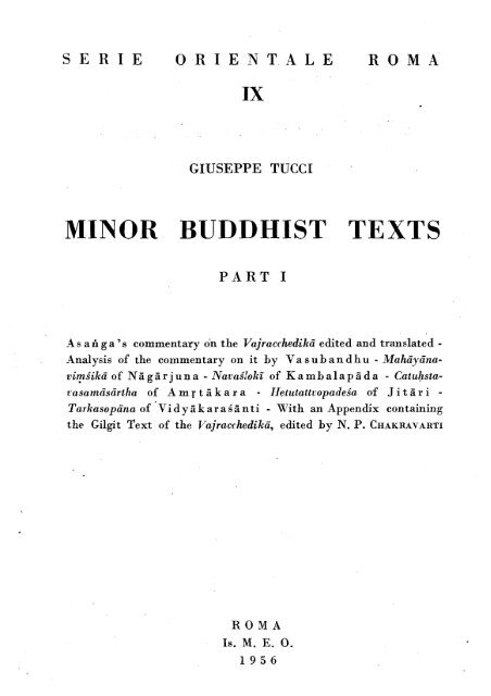 MINOR BUDDHIST TEXTS (Part 1)