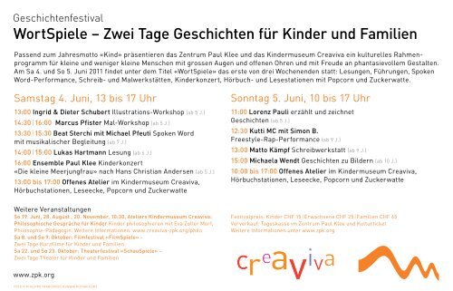 Flyer Ã‚Â«WortSpiele - Zentrum Paul Klee